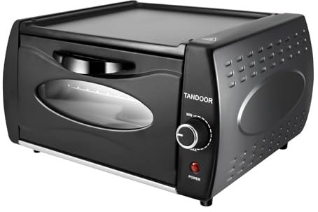 TAIMIKO Tandoor Oven Mini Pizza Chapati Roti Lahmacun Manakish Pizza Oven Tandoori Takeaway Electric Bread Maker Top Plate With Glass,Accessories