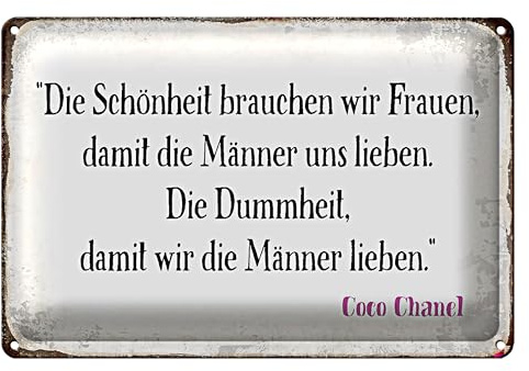 Vintage Coco Chanel Zitat Blechschild | Dekoratives Wandobjekt für Mode- und Zitatliebhaber | 20 cm x 30 cm