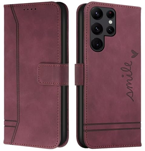 Cqkob Handyhülle für Huawei Y5P/Honor 9S Lederhülle mit Magnetverschluss - Schutzhülle mit Kartenfach, Geldhalter und verstellbarem Klappständer Handytasche,Burgunderrot
