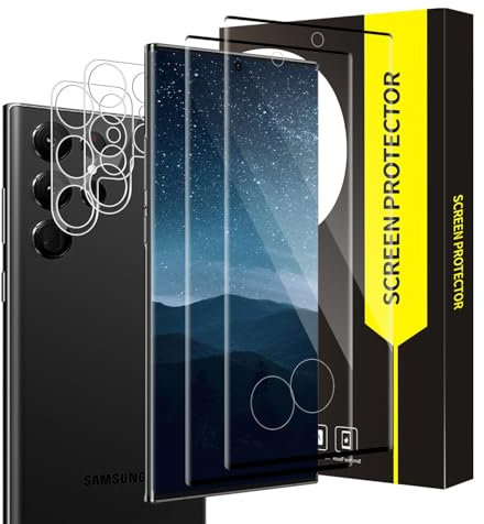 Bodyguard 2+2 pièces Verre Trempé pour Samsung Galaxy S23 Ultra 5G, Couverture 3D protection écran, S23 Ultra Caméra Arrière, 9H Dureté, Anti Rayures, Ultra HD Claire Galaxy S23 Ultra vitre protection