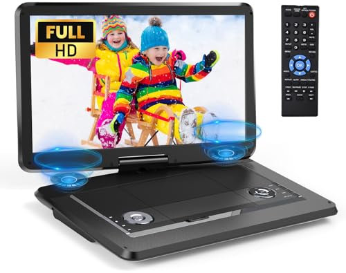 Arafuna 18 Portable DVD Player with with 5-Hour Rechargeable, 16 HD Swivel Screen with Dual Stereo Speakers, Support USB/SD/Sync TV, Regions Free