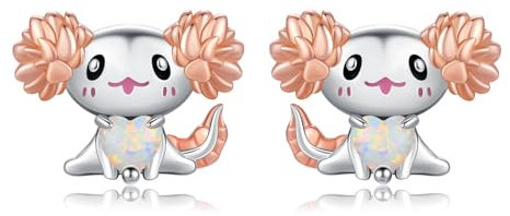 ABIGY Axolotl Ohrstecker 925 Sterling Silber Opal Tier Ohrringe Axolotl Ohrstecker Niedliche Tier Ohrringe Mädchen Geschenk Opal Schmuck Weihnachten Geburtstag Jahrestag