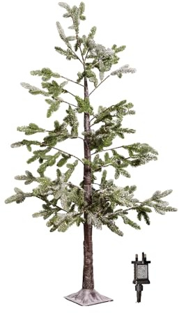 Samuel ALEXANDER 6ft (1.8m) Light up Noel Snow Christmas Tree with 312 Warm White LEDs & Brown Stand