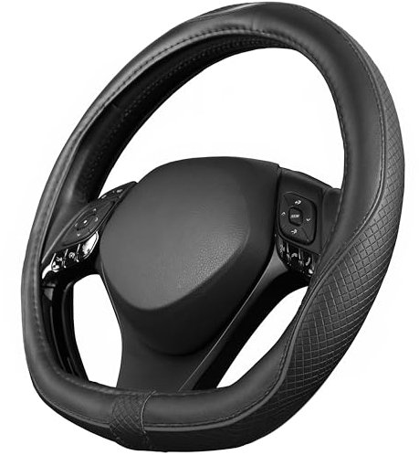Upgrade4cars D-Form Lenkradbezug in Schwarz | Lenkradschoner Universal | Lenkradhülle für Sommer & Winter | Autozubehör Innenraum Deko