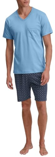 CALIDA Relax Streamline Kurz-Pyjama Herren | kurzer Schlafanzug mit V-Ausschnitt, weiche Interlock-Qualität und formstabiler Komfort