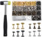 360 Stück Nieten-Set für Leder, Metall-Doppelkappennieten mit Gummihammer, 4 Farben Leder 3 Größen Installationswerkzeug-Set für DIY-Handwerk, Reparatur, Dekoration, Kleidung