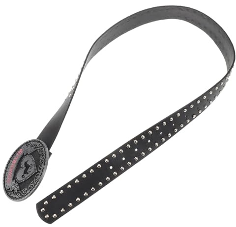 OATIPHO Cintura Western in Pelle Pu Con Fibbia Liscia Cintura Da Cowboy Retrò Stile Punk Decorativo Per Donne e Uomini Adatta Jeans e Abiti Casual