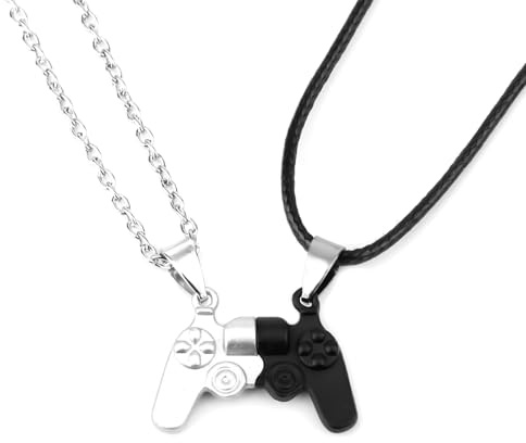 Mikovivi 2 Stück Freundschafts-Halskette, Magnetische Passende Paare Halsketten für Immer Schmuck Geschenk für Jubiläum Geburtstag Frauen Männer (Spielcontroller)