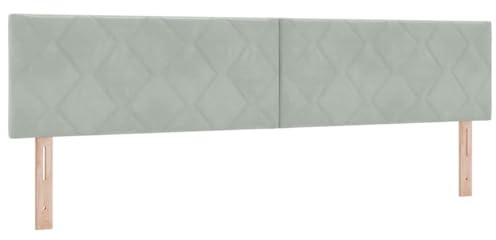 vidaXL Kopfteil Wandmontiert Geometrisch Hellgrau 200 cm Samt, Moderner, höhenverstellbarer Samt-Kopfteil für stylische Schlafzimmer, platzsparendes Design, schickes Möbelstück
