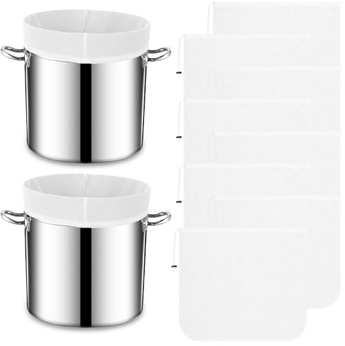 8 Packs Brew Bags Reusable Extra Large 26 x 22'' Drawstring Fine Mesh Strainer Bag Fine Mesh Brew Bags for Home Brewing Hops Grains Wine Beer Making Cheese Cloth Straining Brews Bag