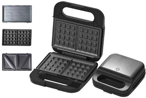 MáQuina Para Hacer Wafles 3 En 1, Prensa Para Paninis Y SáNdwiches Con Placas ExtraíBles, 1200 W, Revestimiento Antiadherente, Mango FríO Al Tacto Y Patas Antideslizantes Para NiñOs Y Familias.