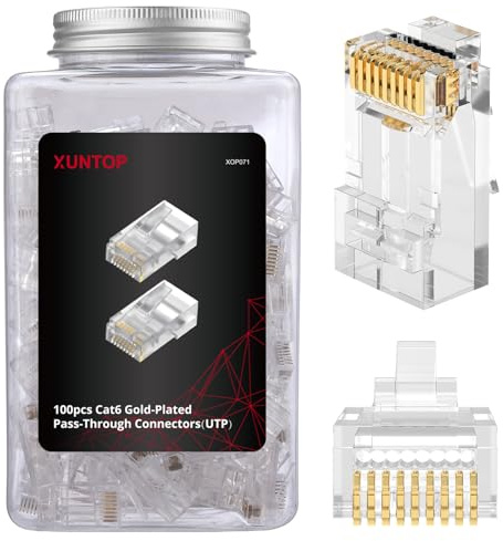 XUNTOP 100-Pack RJ45 Connectors for Cat6 Cat5 Cat5e