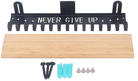 Pssopp Wand-Medaillenhalter, Metall-Medaillen-Ausstellungsregal, Wandmontage, Robuster, Robuster Trophäenständer mit 15 Haken für Gymnastik, Fußball, Schwimmen