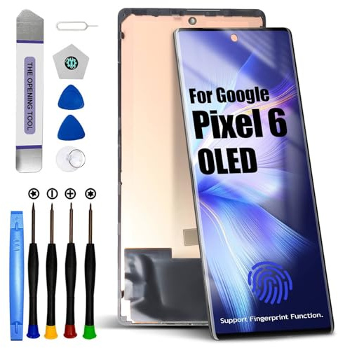 DTD OLED für Google Pixel 6 Bildschirm Ersatz für Google Pixel 6 LCD Digitizer für Google Pixel 6 Touch Screen Display Assembly Repair Kits mit Rahmen mit Fingerabdruckfunktion