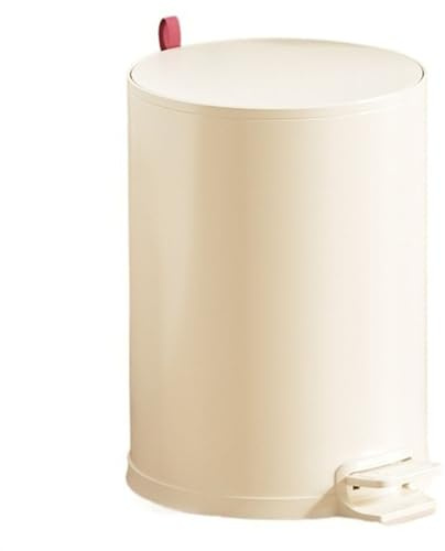 LiQENT-149 poubelle de cuisine Poubelle ronde en acier inoxydable, avec couvercle à fermeture douce, pédale et seau intérieur amovible, 8/10/15 litres(Milk white,L)