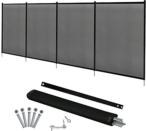 COSTWAY Barrière de Protection Piscine 360 x 125 cm, Clôture Barrière de Sécurité pour Piscine en Tissu Cadre en Aluminium Résistant 4 Panneaux, Noir (3)