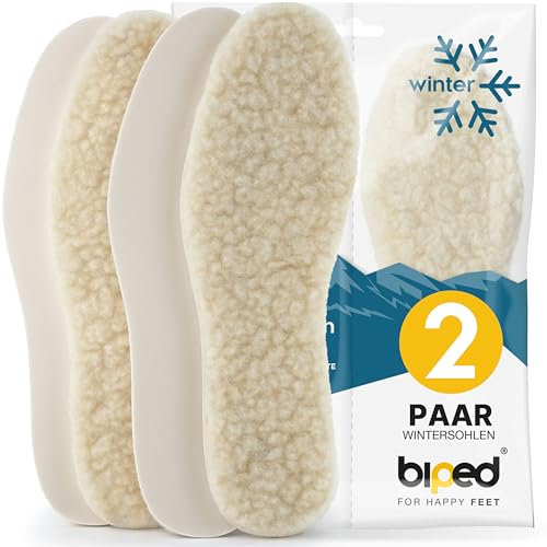 biped extra dicke Lammwoll Sohlen im 2 Paar Set z1015, Wollweiß, 42