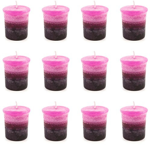 pajoma® Duft-Votivkerze 12 Stück à 55 g, Roses-Berries | Marmorvotivkerze, Brenndauer ca. 17 Stunden - Höhe 5 cm ø 4 cm | Premium Qualität