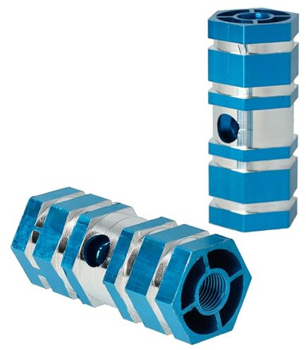vhbw Repose-Pieds pour vélo, BMX, VTT - Pegs de 6,6 x 2,5 cm, Bleu