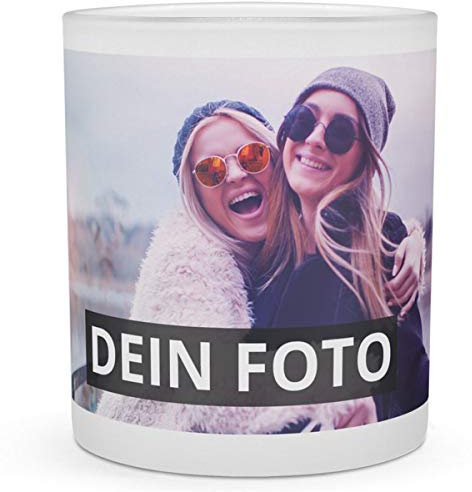 PhotoFancy Windlicht mit Foto Bedrucken - Teelichthalter Personalisieren - Windlichthalter mit Foto gestalten