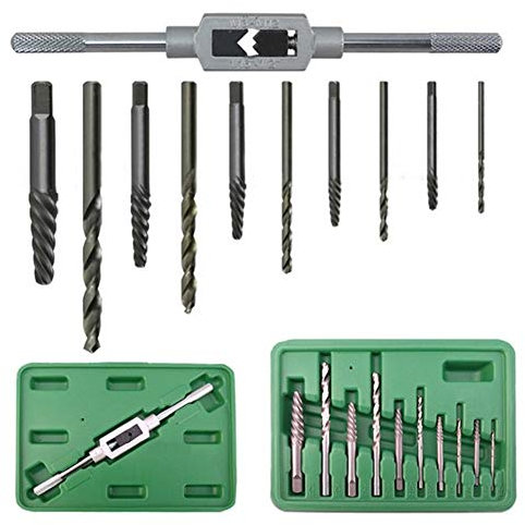 Loboo Idea 11 pezzi Set di estrattori per viti danneggiati/Rimuovi vite e bullone a testa spezzata/Kit di utensili per la rimozione di dadi per chiave regolabile