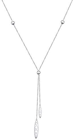 Lange Kette Schmuck S925 Sterling Silber Lariat Halsketten Verstellbar Y Halskette mit Anhänger für Damen Frauen Mädchen Weihnachtsgeschenke (Herz Verlässt)
