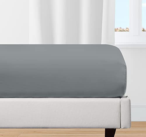 California Design Den Spannbettlaken für Einzelbett, 100 % Bio-Baumwolle, weich, kühl und knackig, vollelastisches Einzelbettlaken (dunkelgrau)