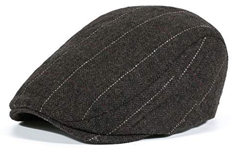 Faletony Herren Kariert Barett Flatcap Schirmmütze Baskenmütze Barett Cap für Männer (Kaffeebraun)