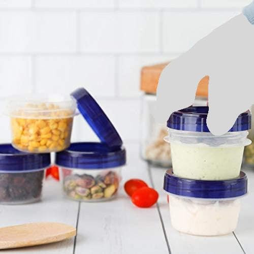 HomeyGear 6-Pack Round 4-Ounce Plastic Food Containers with Screw-On Lids - Leak-Proof, Stackable, and BPA-Free