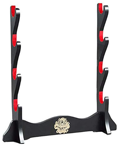 Z-fiber Sword Holder Japanese Velvet Padded Katana Stand Samurai Display Rack Support All Sword ragon Pattern,4 Tier
