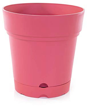 Mintra Home Pot de Fleurs Rond - Plastique Incassable - sans BPA – 21.6 cm - Planter des Fleurs, Jardinage, Plantes - Durable pour Intérieur, Extérieur, Terrasse, Pelouse (Corail)