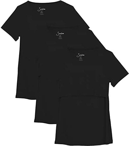 Sosolism Lot de 3 T-Shirts d'allaitement à Manches Courtes pour l'Été Shirts Décontractés pour Femmes Enceintes et Postpartum Noir, Noir, Noir, Moyen