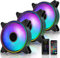 EZDIY-FAB Moonlight 120mm RGB Ventilador de Caso Con Hub X y Control Remoto, Placa Base Aura Sync, Control de Velocidad, Direccionable Para PC - Pack de 3