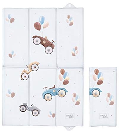Ceba Baby Tragbare Baby Wickelauflage Wickelunterlage für Unterwegs waschbar 60x40 cm - Retro Autos