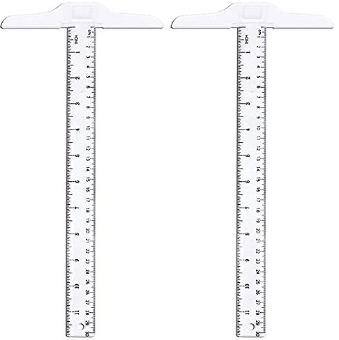 2 Stück T-Square Lineal T Square Lineal Kunststoff T-Ruler Double Side Measuring T-Ruler for Art Framing and Drafting (12 Zoll/30 cm, Transparent)