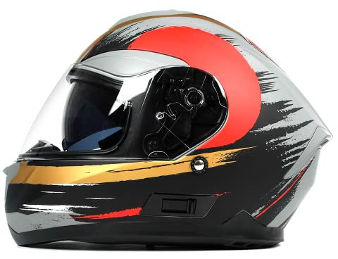 BHR Casco Integrale Moto con Doppia Visiera 814 RIDE | Casco Moto Integrale Omologato ECE con Visiera Doppia Antigraffio | Casco Moto Donna/Uomo con Sgancio Micrometrico | Grey Storm (Opaco) | S