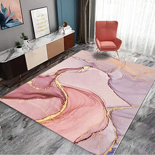 LHGBGBLN 3D Wohnzimmer Teppich Rosa Marmor Korridor Schlafzimmer Anti-Rutsch-Matte Kind Krabbeln Bodenmatte Bereich Teppich Wohnkultur