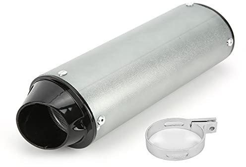 Akozon Silencieux D'échappement 32 Mm Argent Métal Pot D'échappement Silencieux Silencieux Avec Joint de Serrage Pour 90cc 110cc 125cc 150cc 160cc ATV Pit Bike Moto