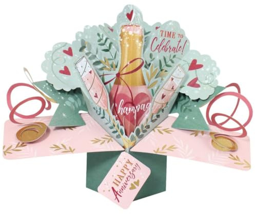 Second Nature Pop Ups Grußkarte PopUp Happy Anniversary Champagner