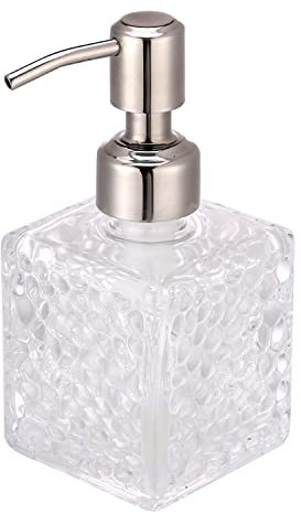 YunNasi Dispensador de Jabón Líquido Dosificador de Jabón Hecho de Vidrio y Boquilla de Acero Inoxidable para Detergente para Platos, Loción de Champú, Encimera de Baño, Cocina, Lavadero (Style 3)