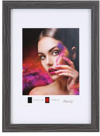 IDEAL TREND Holz Bilderrahmen Lifestyle Plexi Foto Rahmen Collage Wanddeko Poster HR-25: Farbe: Grau | Format: 50x70
