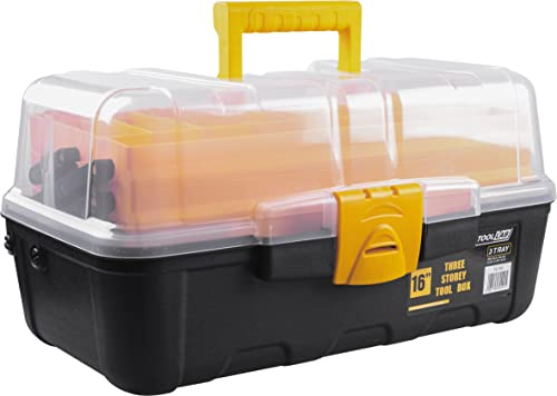16 Multi Functional Cantilever Storage Box 3 storey trays. Ideal for Small Tools, Fishing Tackle, Painting, Hobbyist, Crafting