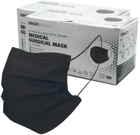 SimpleBreath 100 x Schutzmaske schwarz Mundschutzmasken OP Masken 3-lagig Mundschutz Gesichtsmaske Einwegmaske Mund-Nasen-Schutz