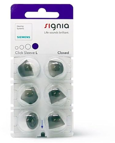 Signia Click Sleeves Closed (6 Stück) für Siemens, Signia und Audio Service IdOs und Ex-Hörer (L)