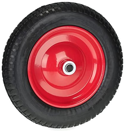 Relaxdays Schubkarrenrad 3.00-8, aus Vollgummi, Stahlfelge, Ersatzrad Schubkarre, pannensicher, 80 kg, schwarz/rot