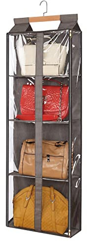 JC-Houser Transparenter Schrank Handtaschen Aufbewahrung, Vielseitig Kleiderschränke Handtasche Regal, über der Tür Taschen Aufbewahrung Taschenständer für Schlafzimmer Wohnzimmer (Braun)