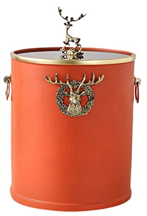 SEFAX Creative Simplicity Poubelle avec Couvercle – Corbeille décorative, Poubelle en résine Durable, Poubelle for Salle de Bain, Salle d'eau, Cuisine, Bureau à Domicile (Color : Orange)