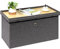 Bonlife Folding Ottoman Storage Bench,Coffee Table with Tray,Large Footstool for Living Room,Footrest Stool,Grey,Linen,80X40X40CM