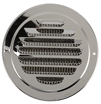 Belüftungsabdeckung,Lüftungsabdeckung, 304 Edelstahl Lüftungsgitterabdeckung mit Fliegengitter, Wandabluftkanal-Grillkappe mit 45 ° Jalousien Lüftungsgitter für Küche und Bad Wand oder Decke (120mm)