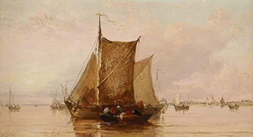 ZIMARO Leinwand Wandbild Kunstdruck Leinwand Malerei Poster Berühmt Webb ein Lastkahn auf Texel für Flurdekoration 60x90cm